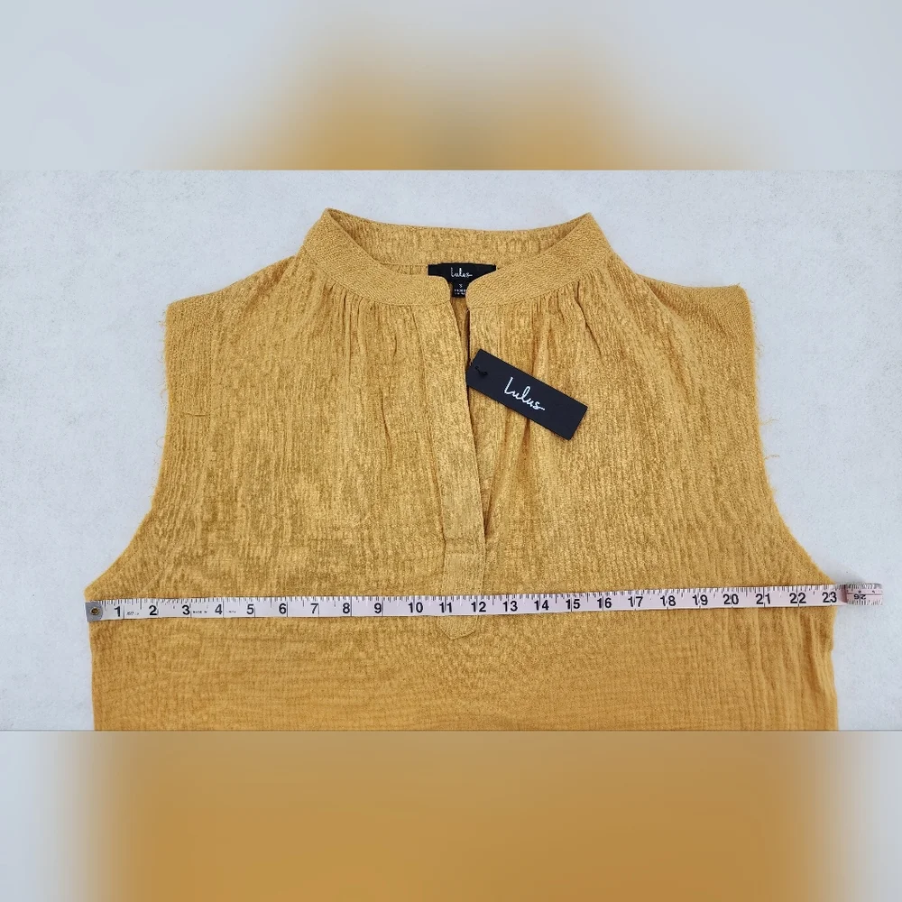 Lulus Oversized Cropped Gauze Tank Top Women's Size Small Mustard Yellow - Picture 3 of 7